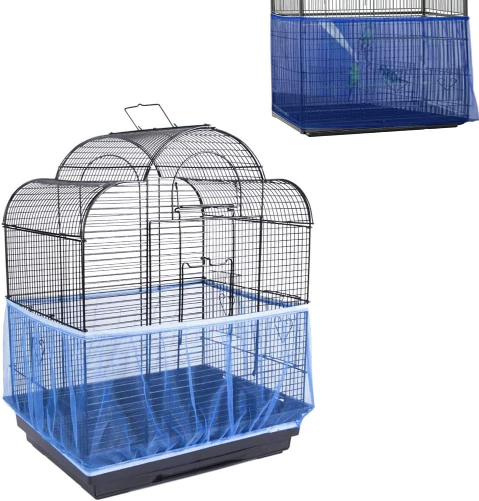 Lemengtree Bird Cage Cover Universal Birdcage Seed Catcher Guard Net Cover, Parrot Nylon Mesh Net Cover, Airy Gauze Birdcage Accessories…