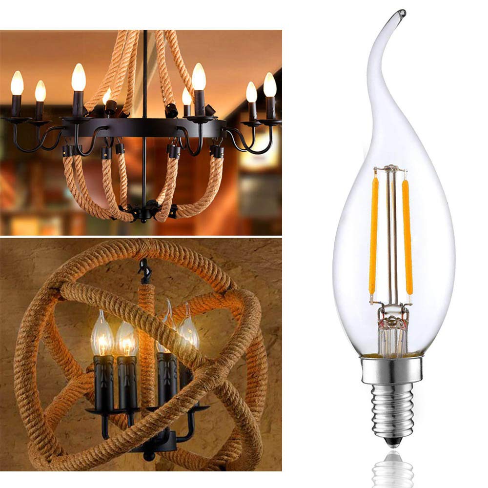 ADITAM Lot de 4 ampoules LED E14 2 W, 2700-3000 K, blanc chaud, flamme à filament, petite ampoule à vis Edison, rétro vintage, remplacement à incandescence 25 W Double the comfort