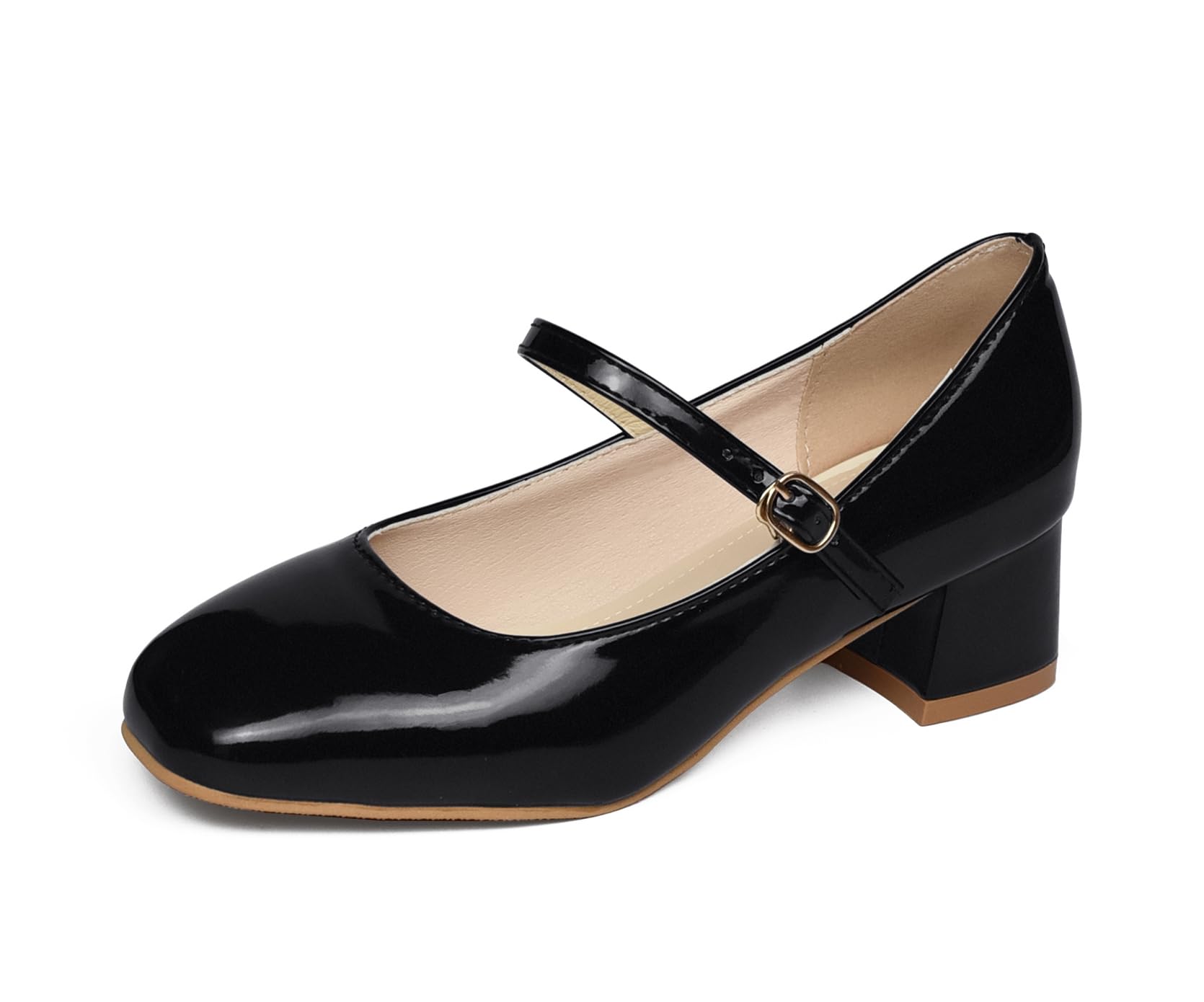 Chaussures Mary Janes à Petit Talon pour Femmes Confortables Légères Noir