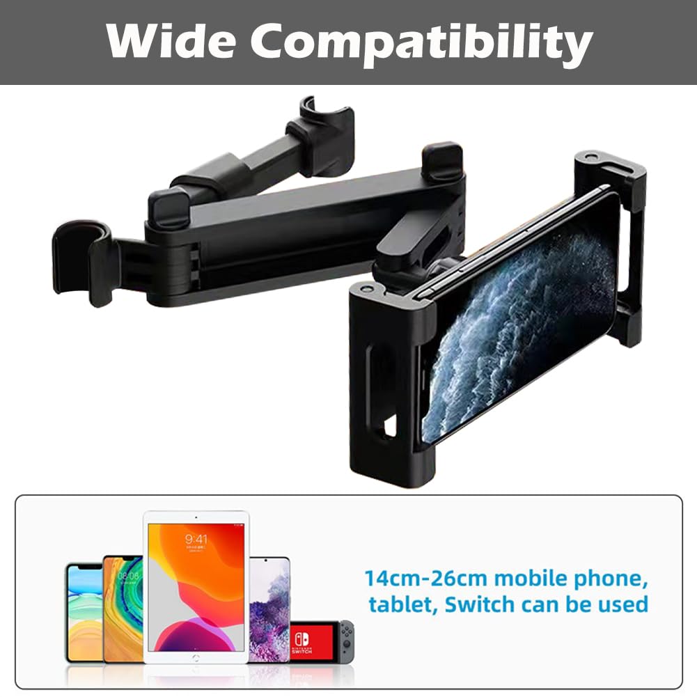iayokocc Auto Kopfstütze Tablet Halterung, Kopfstützenhalterung Auto Tablets Halterung LKW 360 Grad Drehung Verstellbar Ausziehbar Tablet Halterung für Auto