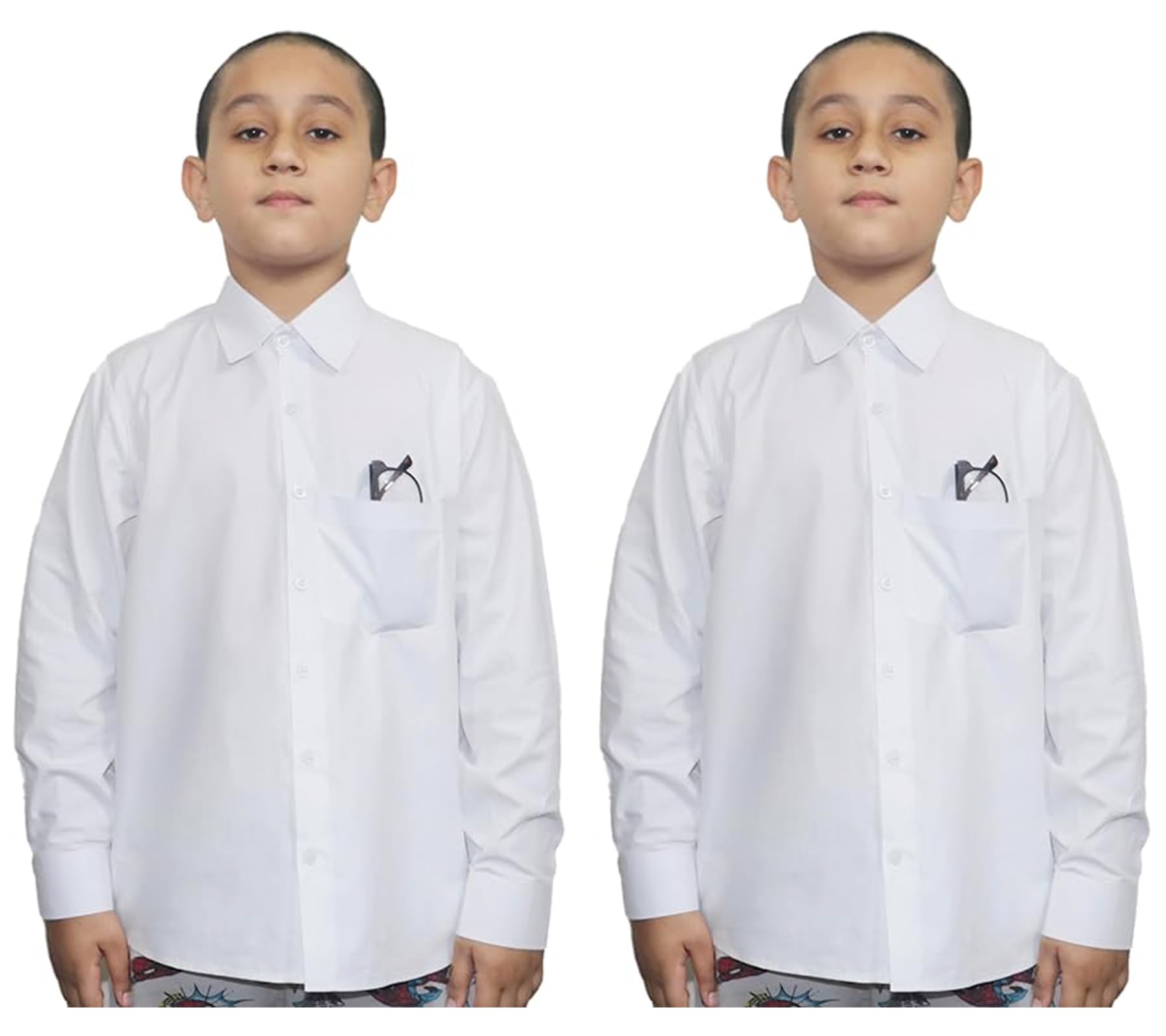 Bahob Paquete de 2 camisas escolares blancas de manga larga con botones para uniforme escolar de 3 a 14 años