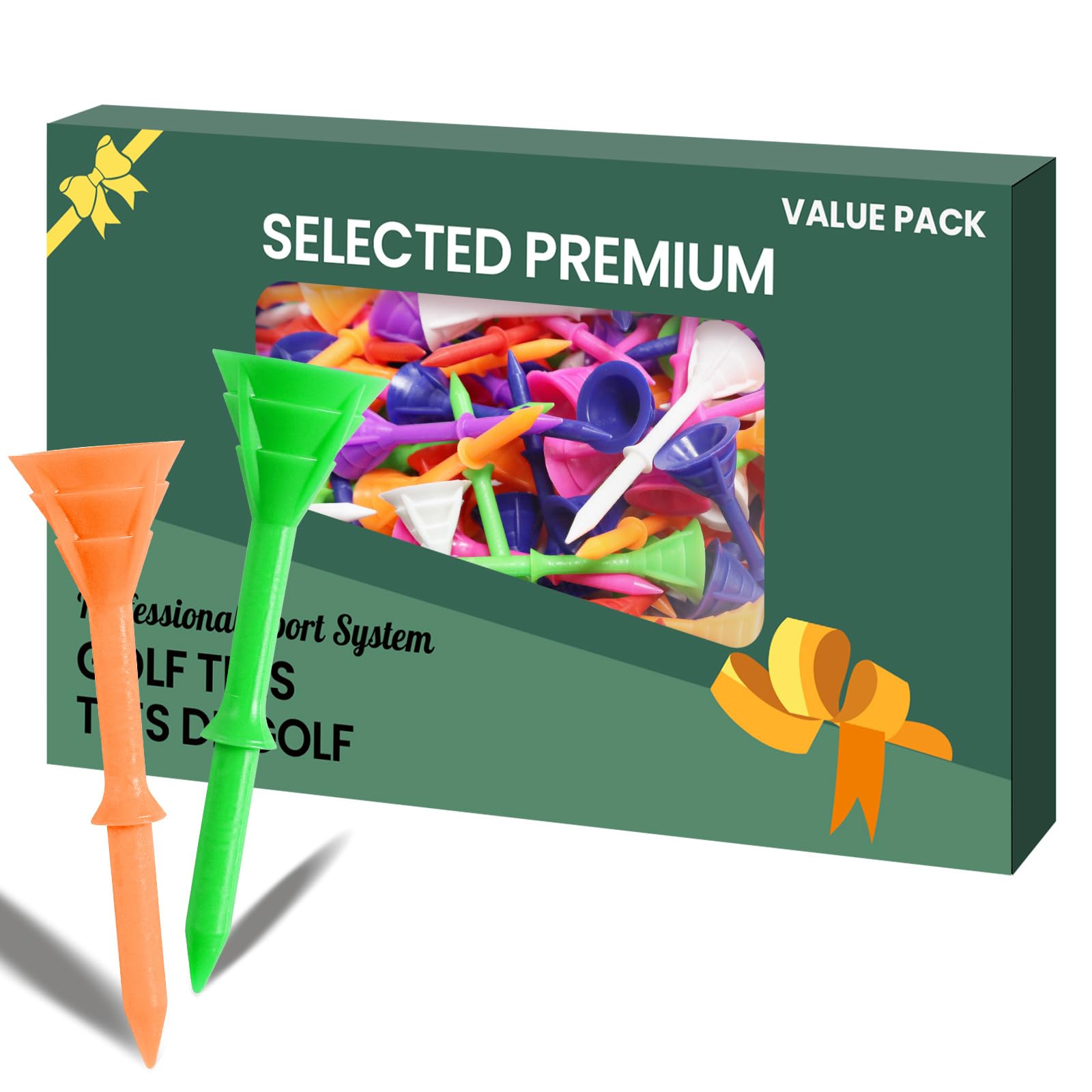 AXKAL Golf Tees Plastic 3 1/4’’ 83mm Unbreakable Double-Layer Low Resistance Flexible Value 30 Pack