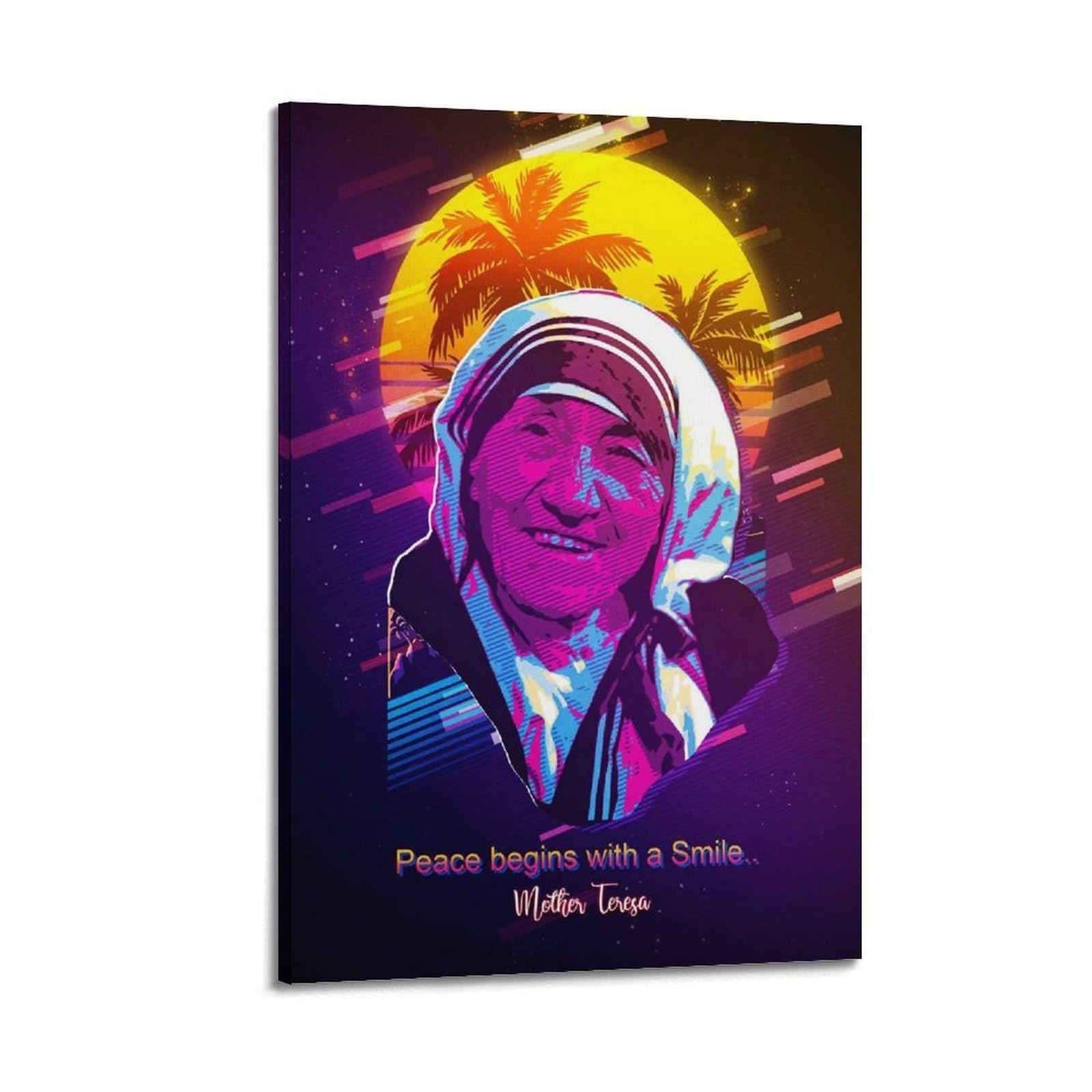 SUDANGDIANZI Motivational Poster Retro Mother Teresa Inspirational Canvas Poster And Wall Art Modern Family Bedroom Gym Office Decor Gift 24x36inch(60x90cm) Frame-style-4