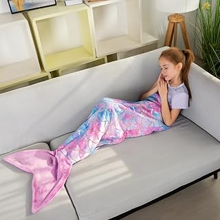 Mermaid Tail Blankets Glittering Wearable Cute Cozy Soft...