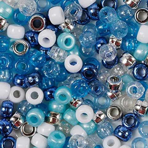 Elsa's Pony Bead Mix 200 Pieces Mixed Blue Beads Size 9mm x 6mm Cover