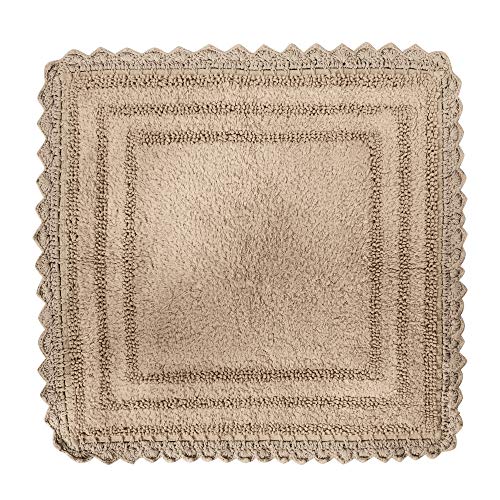 Photo 1 of Bathroom Mat for Kitchen and Spa with Crochet Pattern Cotton Luxury Absorbent Soft Reversible Bath Rug ( Beige
