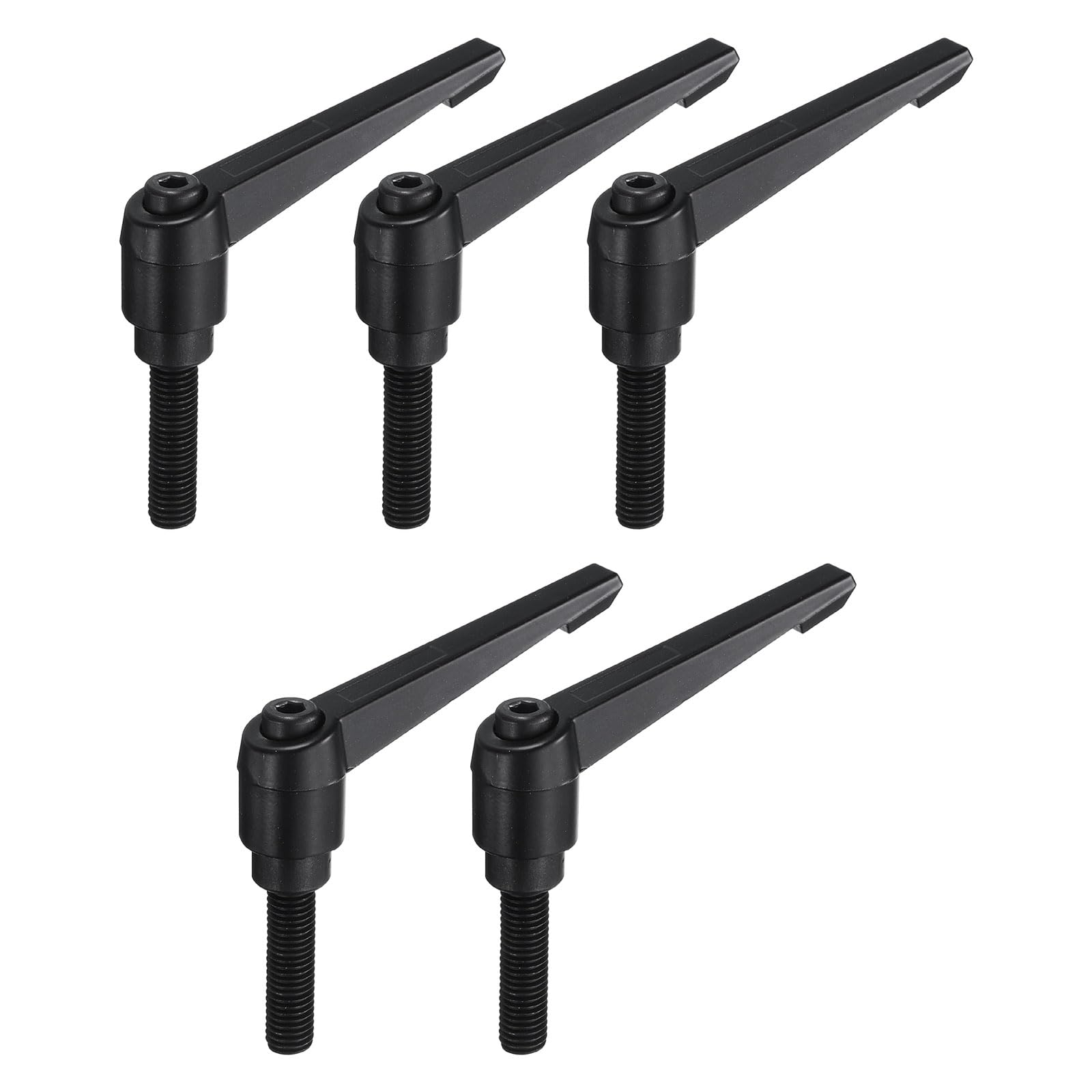 uxcell 5pcs Adjustable Clamping Lever Handle M10 x 40mm Metric Black Oxide Carbon Steel Male Threaded Stud Hand Knobs Ratchet Rotating Screw Handles Bolts with Locking Lever Black