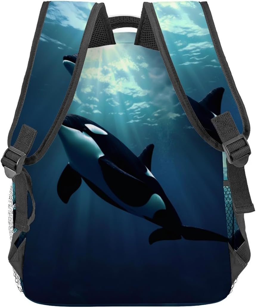 Orca Whale Backpack Travel Backpacks Laptop Rucksack,School Bookbag for Women Kids Boys Girls,Marine Animal Back Pack Accessories Bags,Ideal Gifts for Work, Outdoor Adventures
