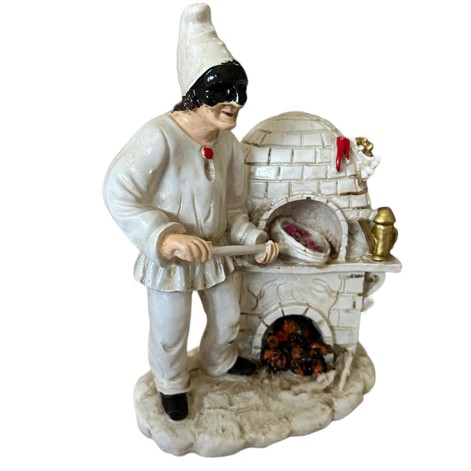 Generico Corno Portafortuna Statua Pulcinella napoletano in Resina Dipinta a Mano (Pulcinella pizzaiolo con forno)