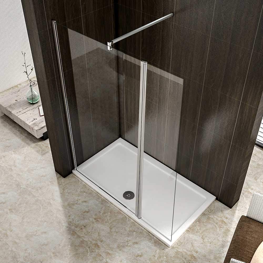 AICA paroi de douche pivotante 120x200cm+40x200cm paroi latérale à l'italienne avec un retour