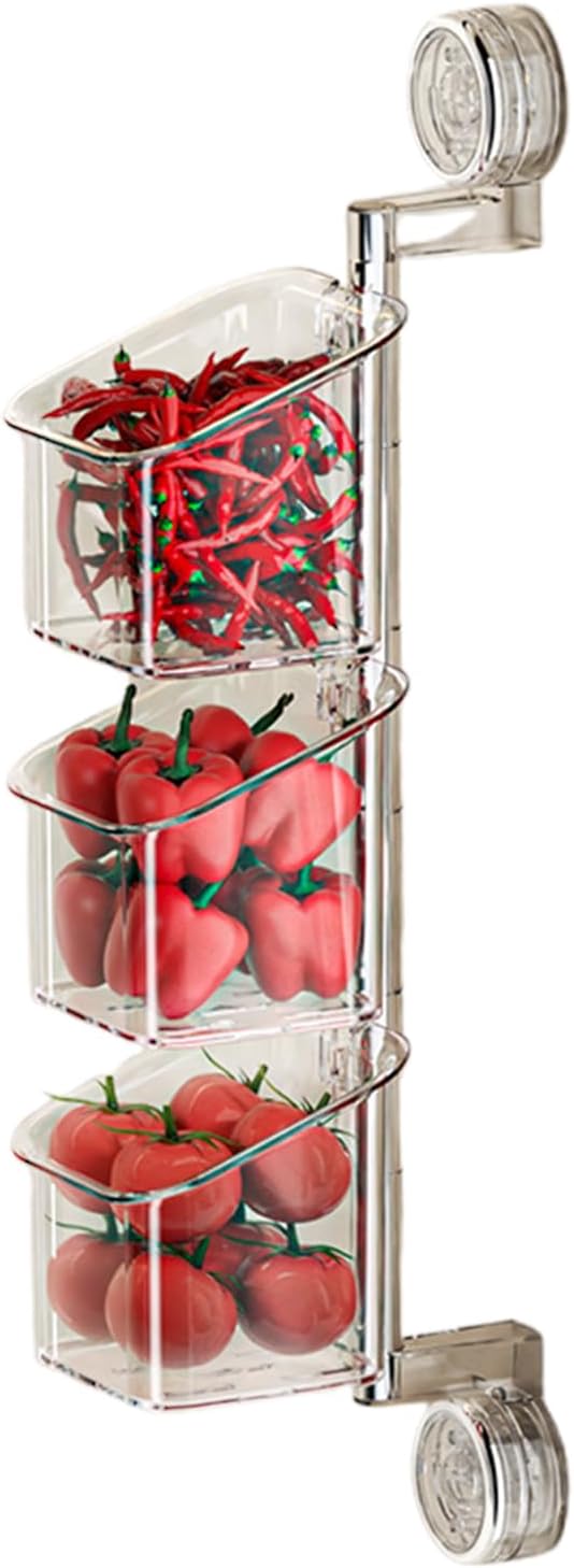 Suction Cup Shelf, Shower Organizer Suction Storage Rack - Container with Drainage, Rotating Box No-Drill Holder for Bathroom Toiletry Sponge Brush Garlic Onion