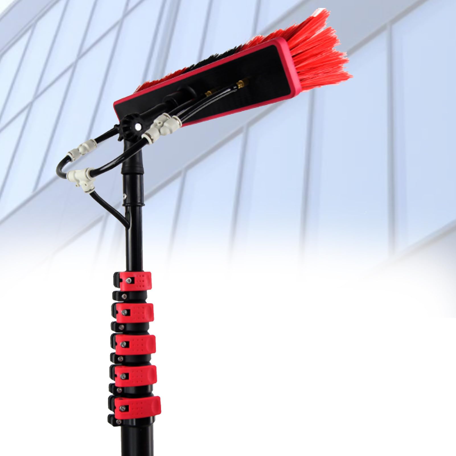 Cepillo telescópico para limpiar ventanas, limpiador de postes extensible para techos de invernadero y paneles fotovoltaicos, 35 cm a 12 m de longitud