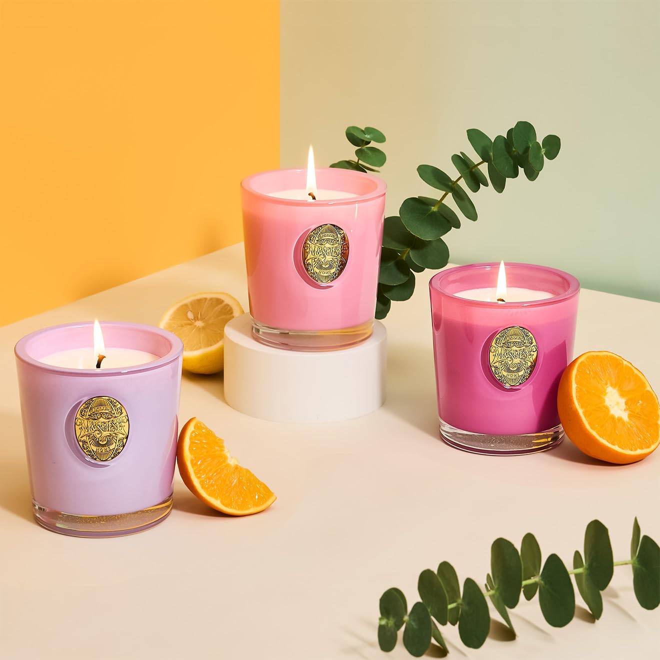 M&SENSE Geurkaars in pot, kersentomaten, natuurlijke sojakaars, niet giftig, 290 g, 55 uur brandduur, perfect cadeau voor vrouwen, kleurrijke decoratieve kaarsen