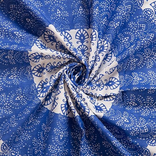 Image of RajasthaniKart Comfort Rajasthani Jaipuri Traditional Sanganeri Print 144 TC 100% Cotton Single Bedsheet with 1 Pillow Cover SB-256 (Blue)