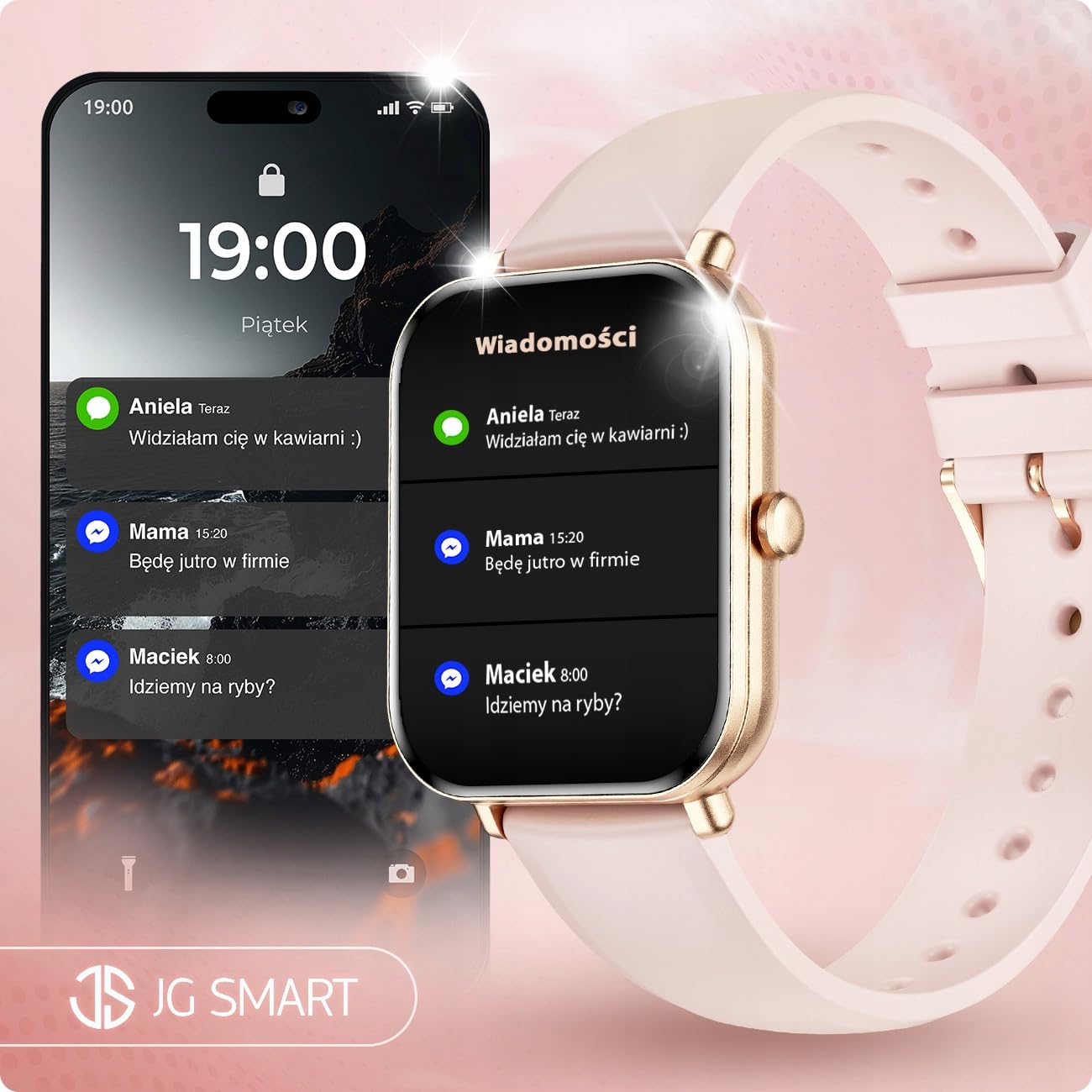 SMARTWATCH ZEGAREK DAMSKI PL MENU ROZMOWY WODOODPORNY POWIADOMIENIA PREMIUM
