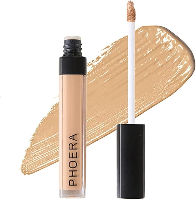 PHOERA Full Coverage Liquid Concealer 1 Count, Moisturizer HD High Definition Foundation, 24HR for Dark Circles (104#CUSTARD)