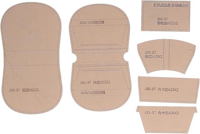 6Pcs Short Wallet Template Set with Protective Layer Acrylic Transparent Leather Pattern DIY Craft Tools Cutting Model Crafts Accessories