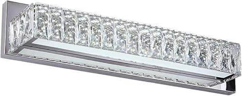 Luces de tocador de cristal accesorios de iluminación de tocador de baño sobre el espejo luces LED modernas de pared hechas para acabado de acero