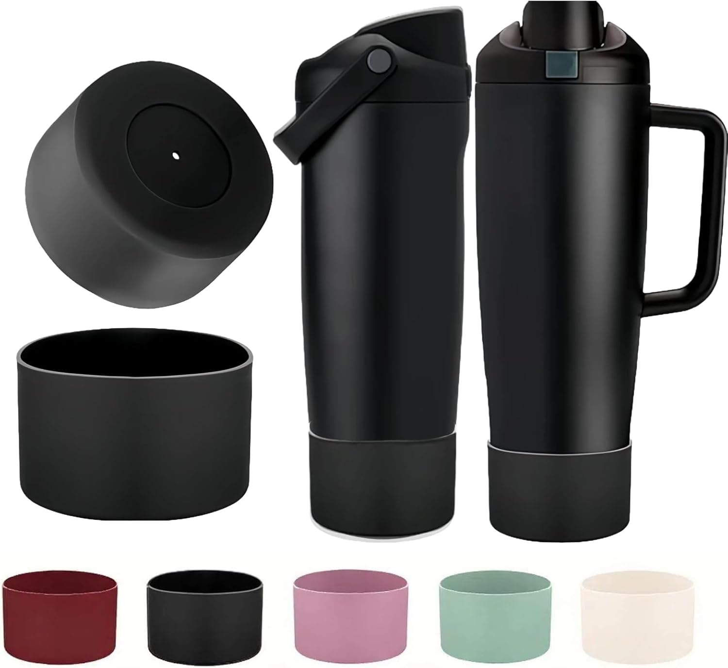 2PCS Silicone Boot for Black Cherry Owala 30oz & 40oz FreeSip Sway Bottles & Tumblers, Anti-Slip Protective Sleeve