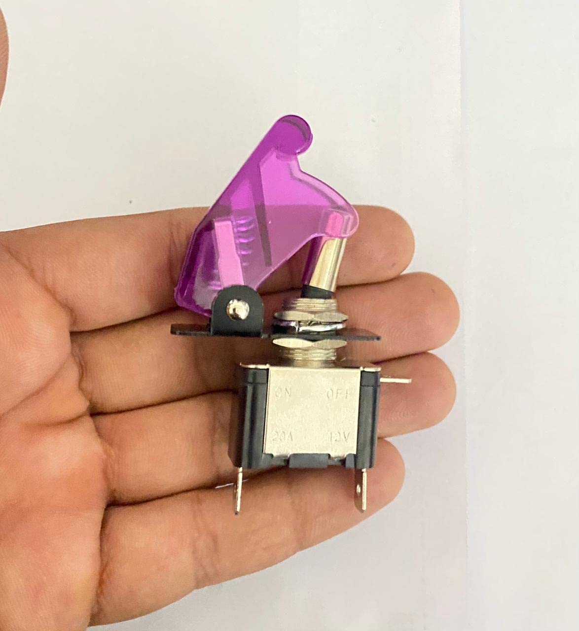 AUTO MT Toggle Switch WiD Aircraft Safety Cover Rocker Toggle Switch 12V 20A Car Auto Racing ON/Off Toggle Switch LED Light Illuminated 3Pin for All Vehicles (PURPLE Pilot TOGGLE Switch 1PC)