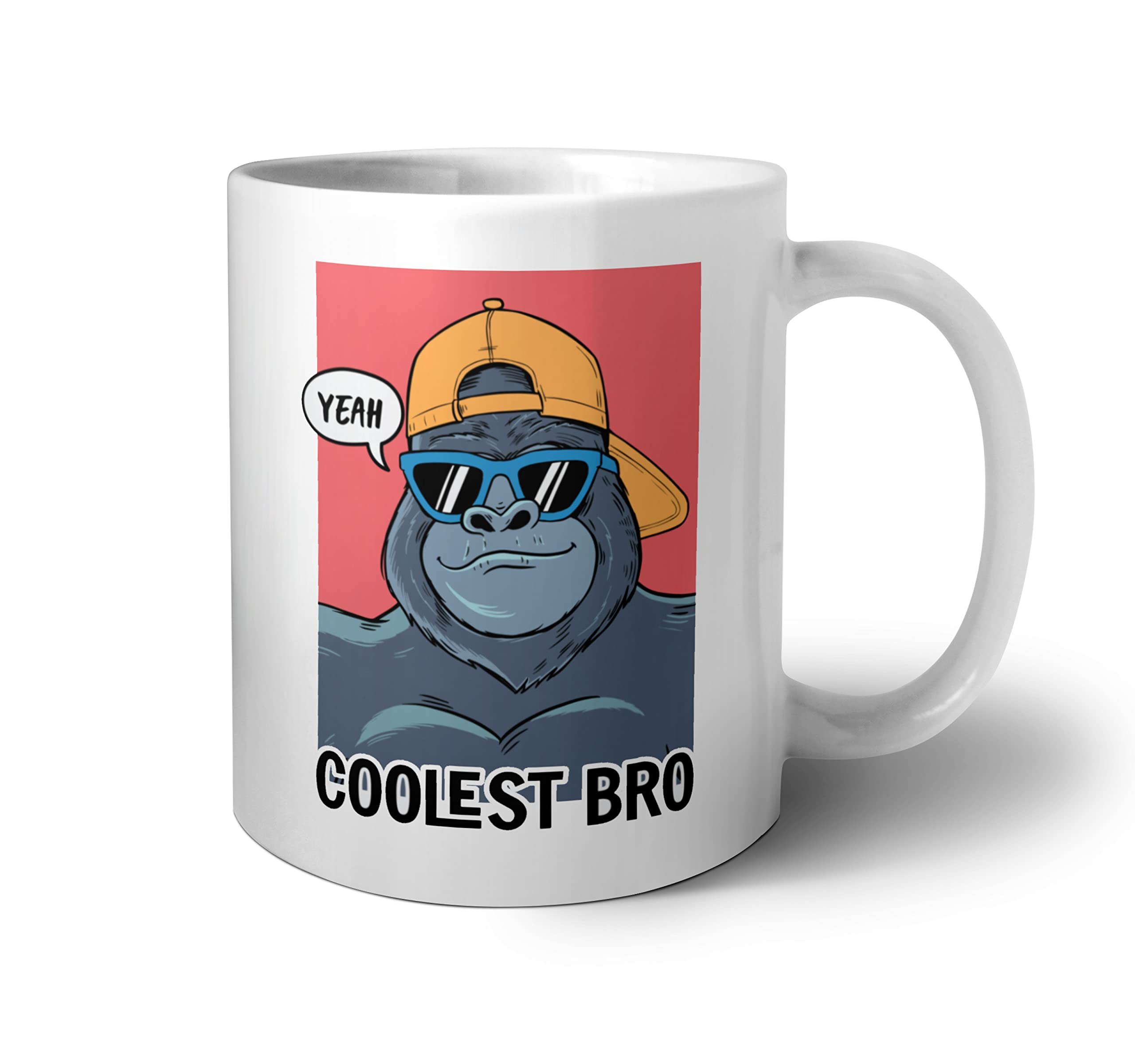 Ceramic White Coffee Mug with ‘Coolest Bro Tag’ Design for Coffee Lovers, Funny Tea Cups for Boys, Friends & Brothers Birthday Gifts (325ml), (A003)