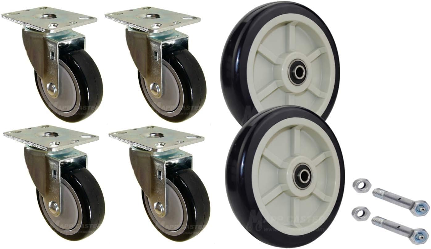 U-Boat Platform Truck Replacement Caster & Wheel Kit with Easy Rolling Ball Bearings & Hardware
