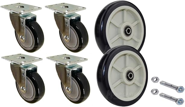 U-Boat Platform Truck Replacement Caster & Wheel Kit with Easy Rolling Ball Bearings & Hardware