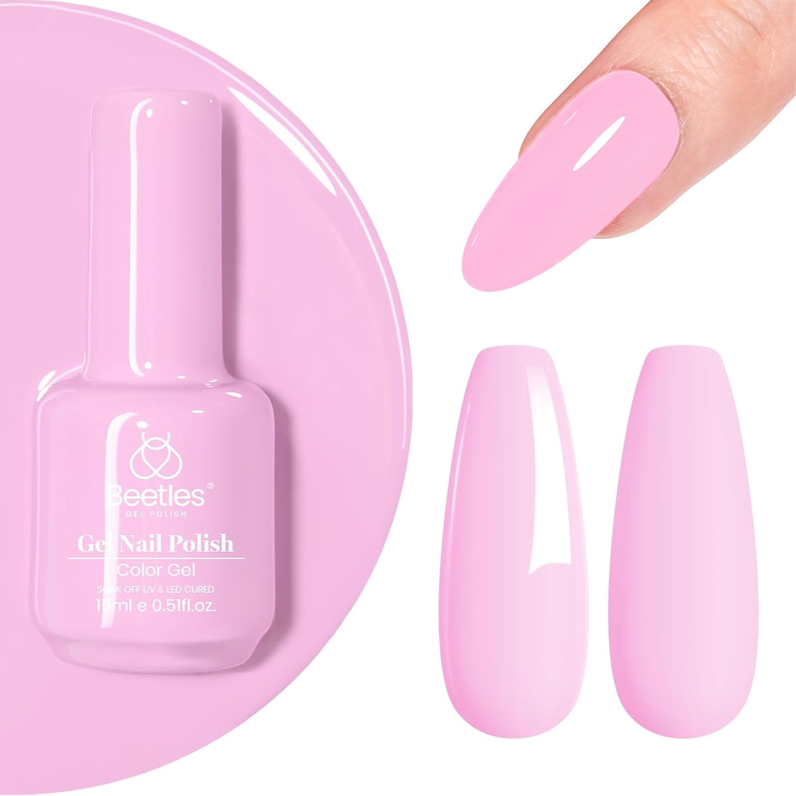 Beetles Gel Polish Fairy Tale Pink 15ML/0.51Fl Oz | Pastel Light Pink Gel Nail Polish for Summer Nails - main product image