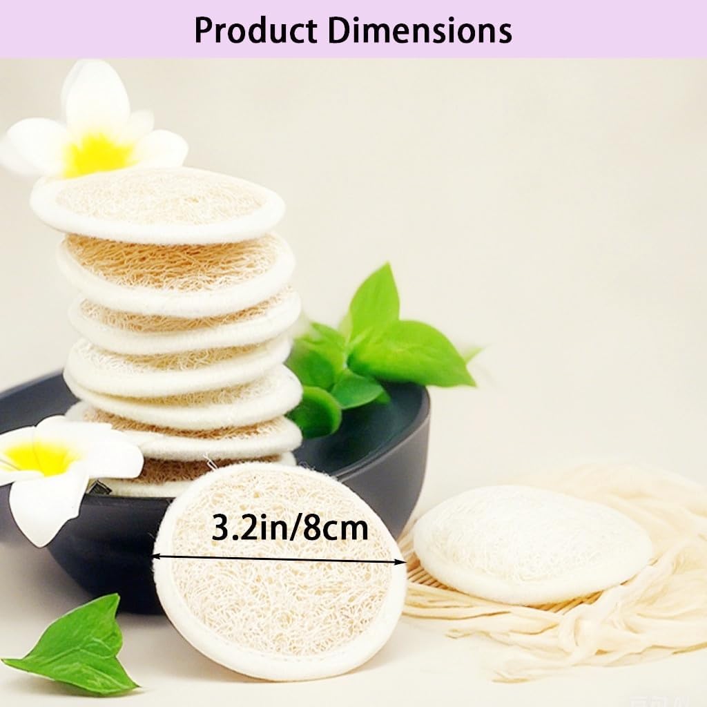 Natural Loofah face Scrubber Pads, 6 Pack image 2