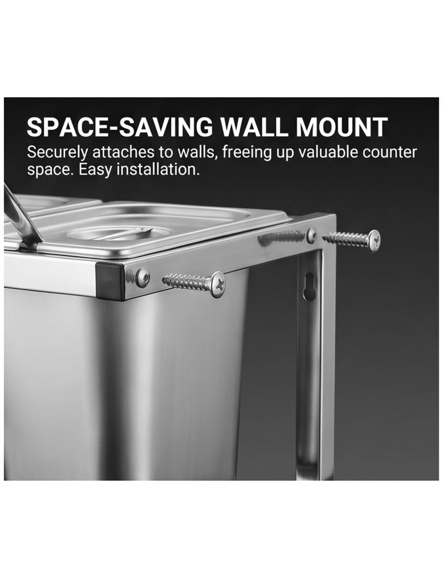 Pizza Topping Station - Organizer da parete per condimenti in acciaio inox, con 4 scomparti profondi, per ristorante, buffet, catering, design salvaspazio