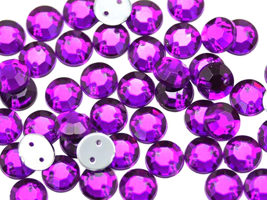 Allstarco 8mm Flat Back Sew On Rhinestones Beads For Crafts Plastic Acrylic Round Gems With Holes For Sewing, Clothing Embelishments, Costume Cosplays