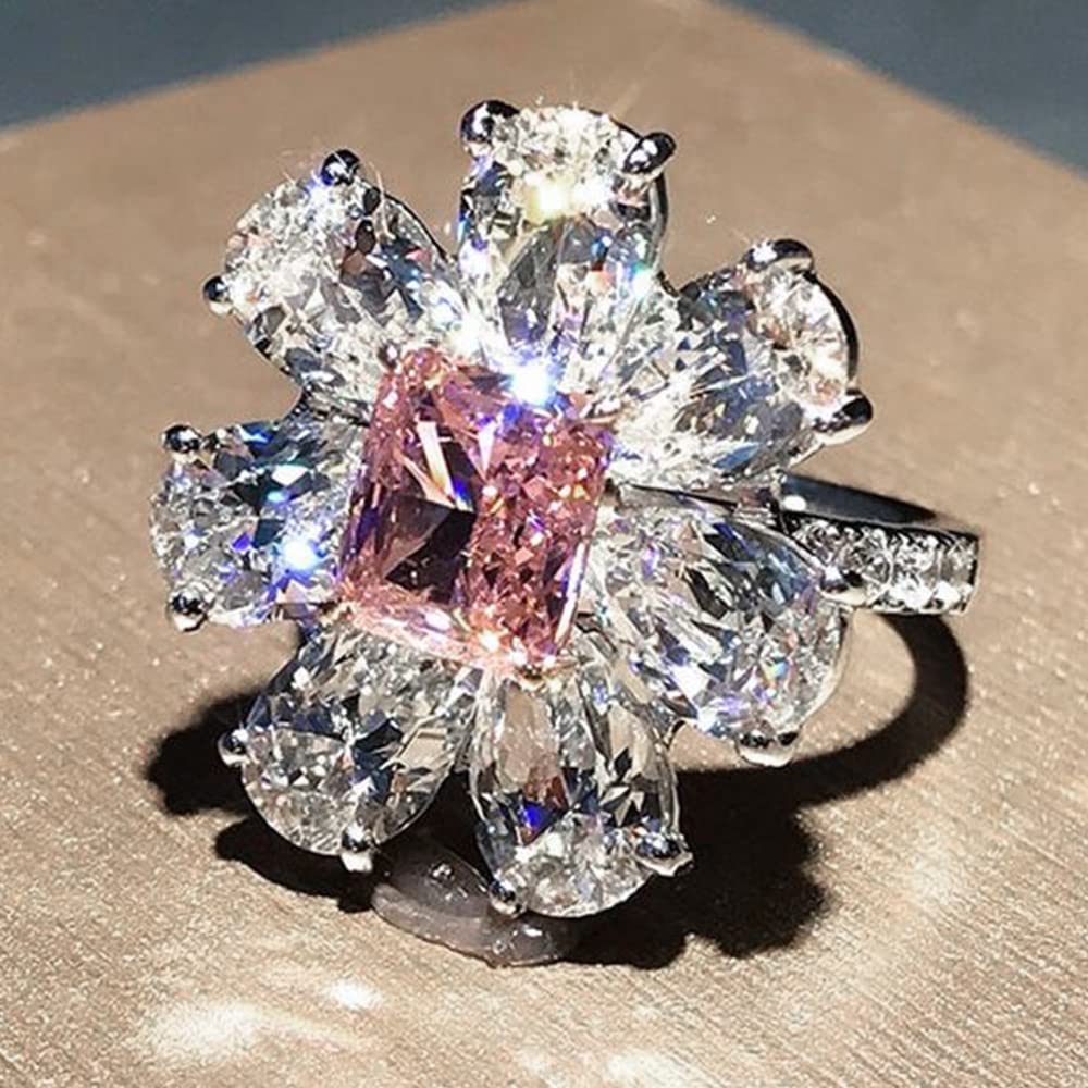 Rockyu Women's 925 Silver Flower Ring – AAA CZ Diamond, Hypoallergenic, One Size Fits Most - View #8