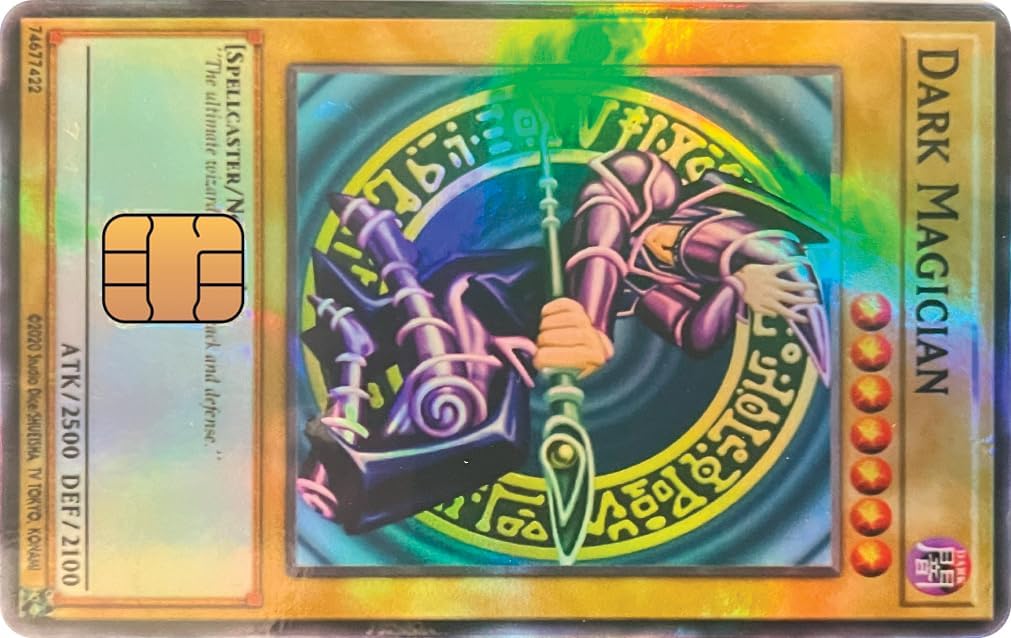 Card Stickers, Holographic Dark Anime Magician Credit Card Sticker for Small Chip Card, Debit Card Sticker Skin - Waterproof, Holographic Vinyl Stickers