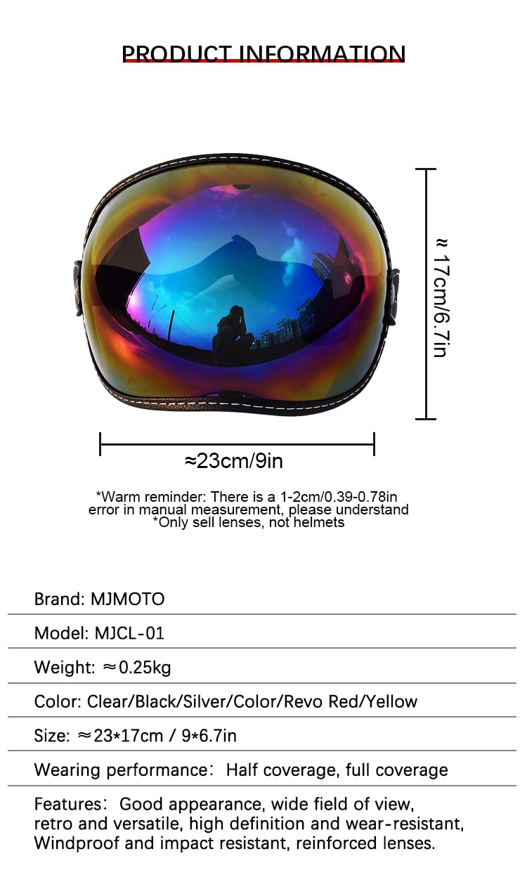 Faccia aperta universale 3/4 casco visatore a bolle a bolle motociclette di moto Capacete Lente Vintage MOTOBIKE Helmet Goggles