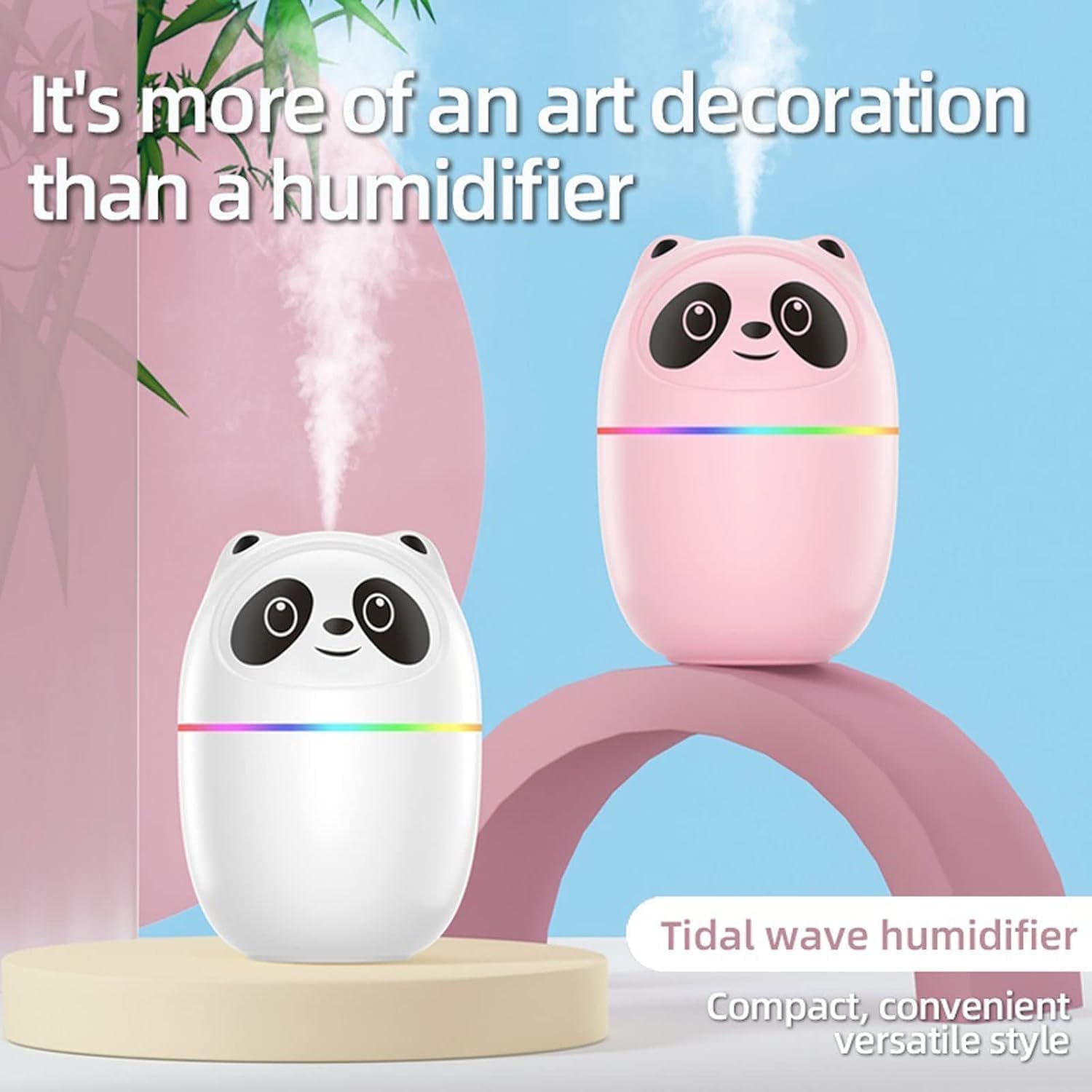 Humidifire for Room Moisture, Aroma Diffuser for Home, Mist Maker, Cool Mist Humidifier, Small Quiet Air Humidifier, Ultrasonic Essential Oil Diffuser Electric (Panda Humidifire Multi Color) 3