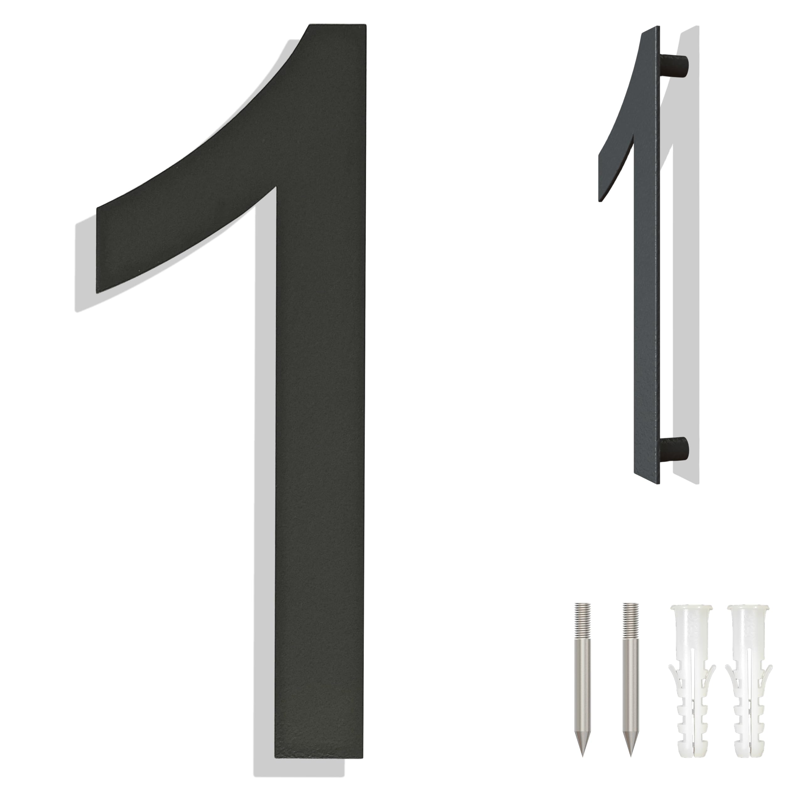 Ywonoby Stainless Steel House Numbers - Modern Floating Black Grey - 6 Inch 152mm Height - Arial Number 1