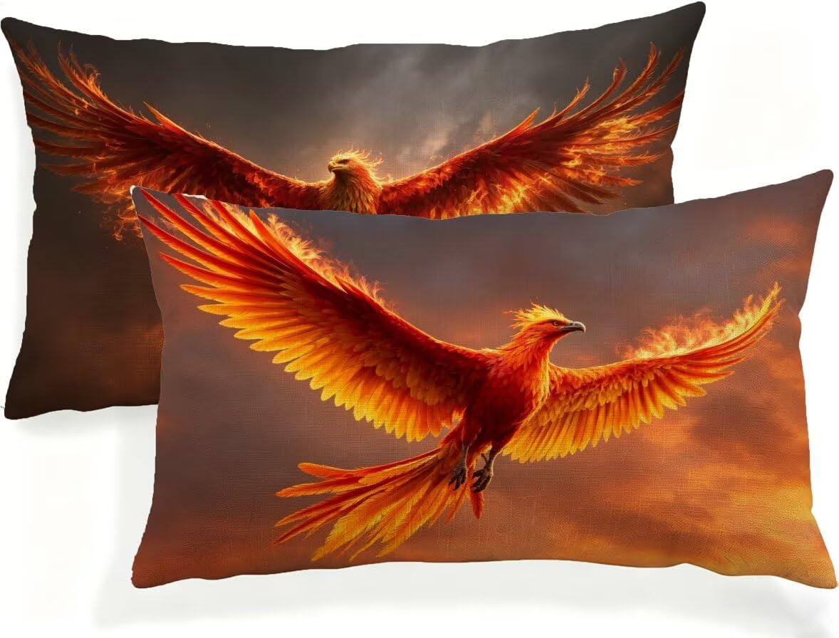 Coussin Extérieur Imperméable Rouge 90x60 cm Lot de 2 Housse Lin