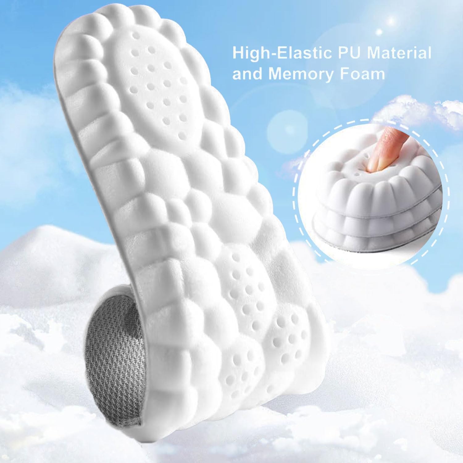 4D Cloud Insoles for Men Women, Breathable Memory Foam Cloud Massage Insoles,Enhanced Arch Support & Cushioned Comfort,Relief Foot Pain,Fits All Shoe Types(1 Pairs-Orange, Men 12-13/Women 14-15) - Image 2