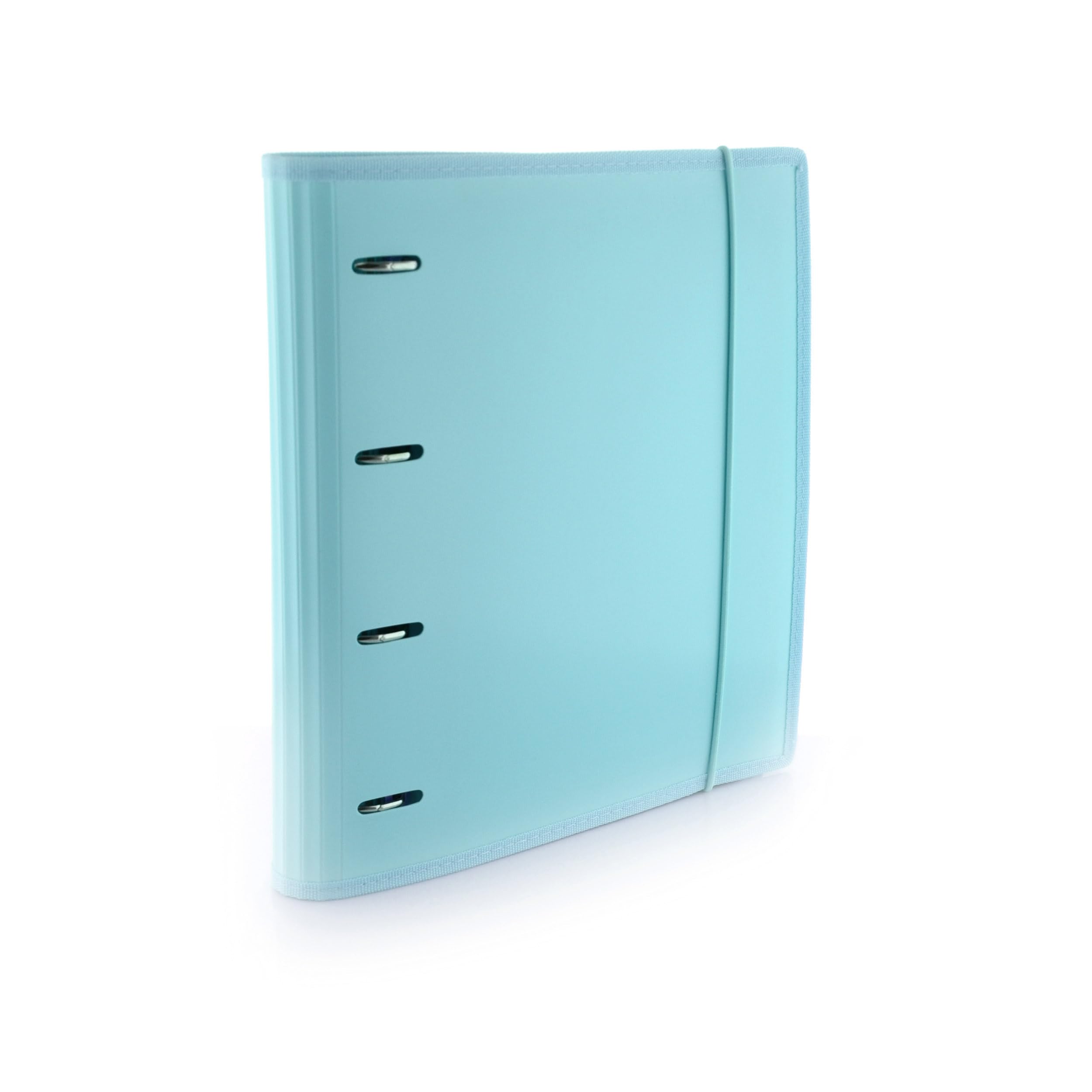 Carpeta & Block A4 Blush Pastel - Carpeta de 4 Anillas con bordes reforzados y Cierre de Gomas - Incluye 100 hojas con10 Separadores Dobles mas 80 Indicadores adhesivos by Office Box (Azul Blush)