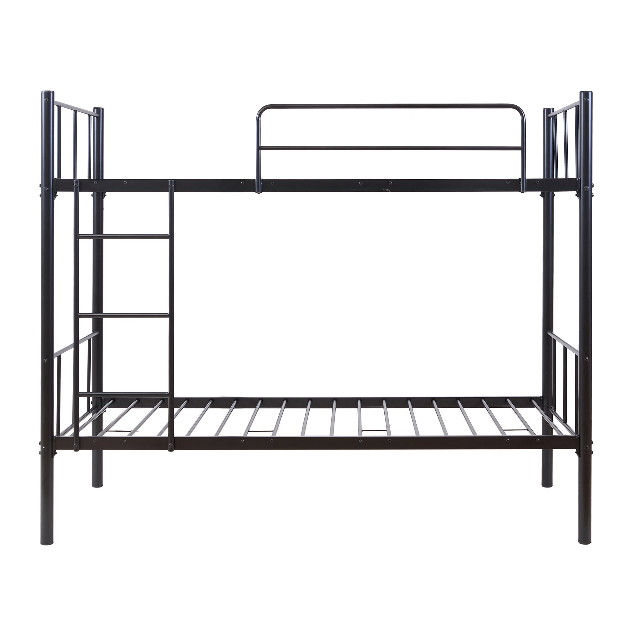 [en.casa] Letto a Castello a 2 Posti con Materassi a Schiuma Fredda 90x200 cm Struttura in Acciaio Scaletta e Sponda Barriera Anticaduta per Cameretta Ospiti Casa Vacanza - Nero