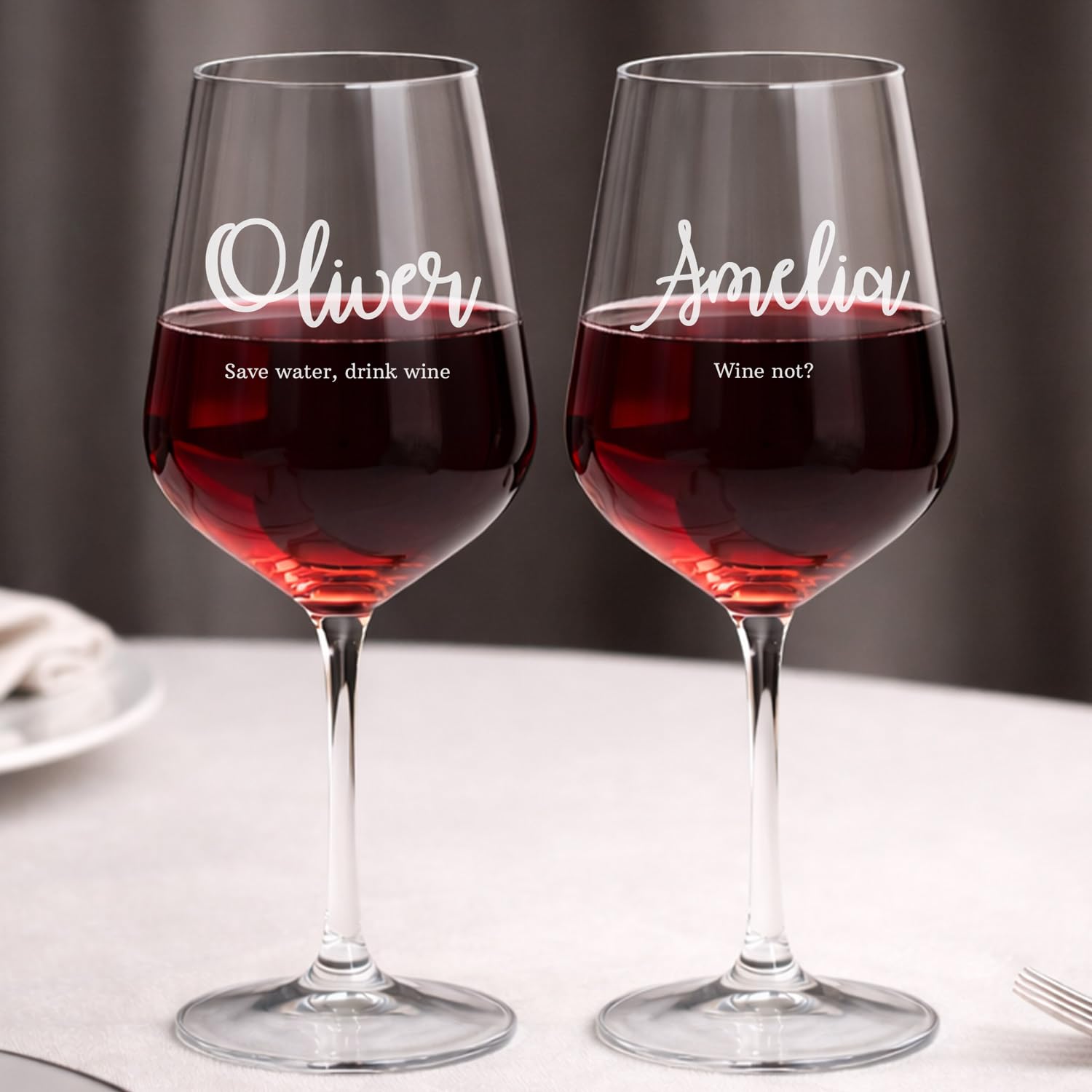 Wanapix | Calice di Vino Personalizzato | Opzione Regalo | Bicchiere da Vino | Cristallo di Boemia | Inciso al Laser | 45 cl | Regalo originale | Anniversario - Testo