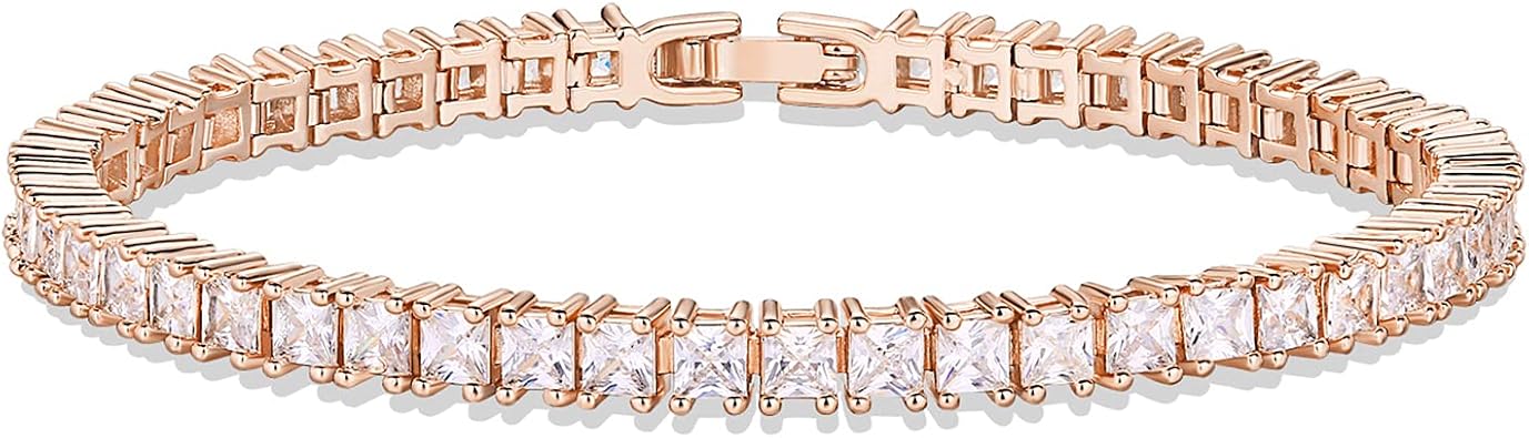 PAVOI 14K Gold Plated Cubic Zirconia Classic Tennis Bracelet | Gold Bracelets for Women | 4mm CZ, Size 6.5-7.5 Inch