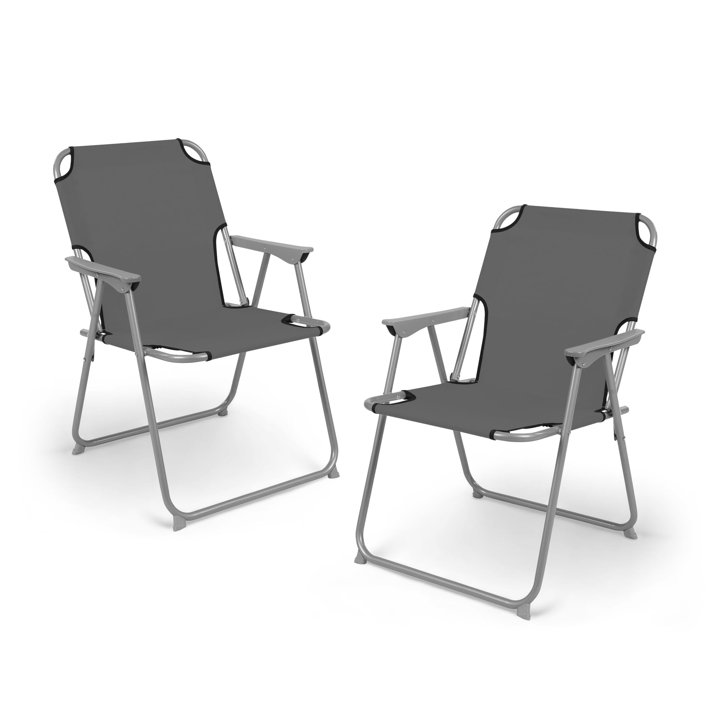 Spetebo Camping Klappstuhl grau belastbar bis 120 kg - 2er Set - Klassischer Campingstuhl klappbar - Gartenstuhl Angelstuhl Faltstuhl Campingsessel klassisch für Garten Reise Festival