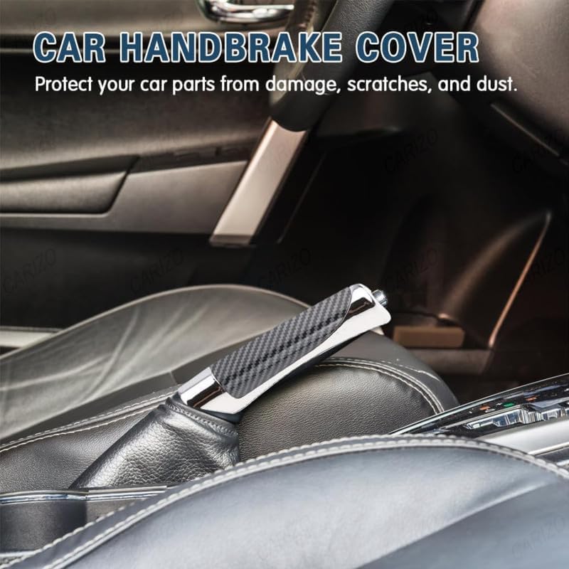 Image of Yourkarts Car Gear Knob Cover & Hand Break Cover, Protective, Premium Material, Universal Fit, Stylish Design (Brown) (Carbon)