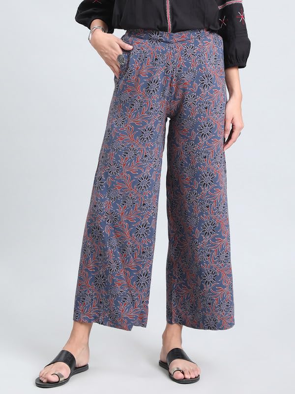 Image of GO COLORS Soft Viscose Printed Palazzo Full Length for Women| Breathable, Mid Rise
