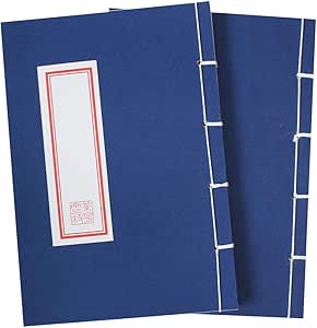 【和綴じノート-A5-縦書き】【文房具-ノート】 自由帳-日記帳-俳句ノート オフホワイト-120ページ 2冊セット Sweet Baku (青２)