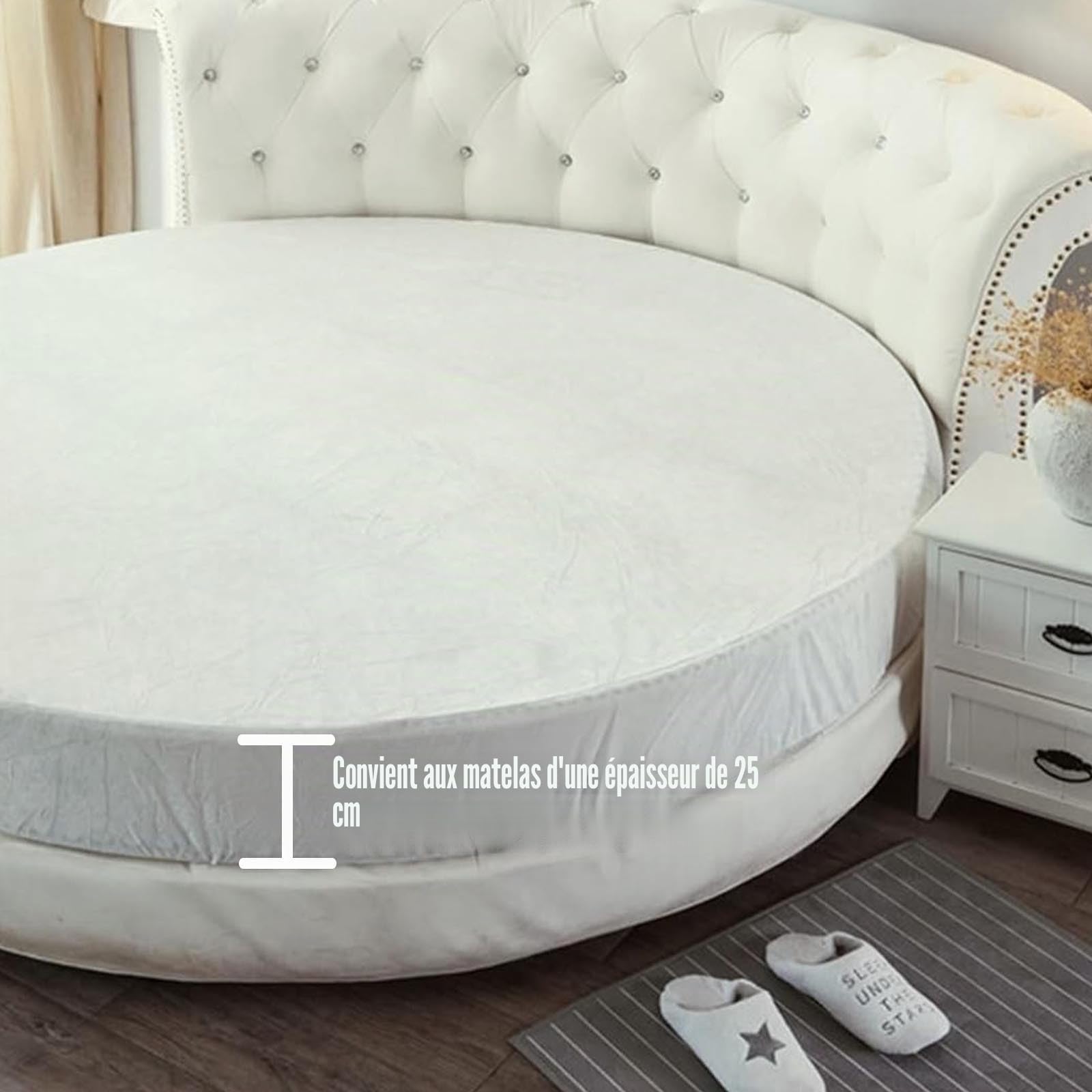 Surmatelas rond ajusté en coton de luxe pour lit double, protège-matelas pour lit double pour lit double avec drap de lit, housse de matelas douce et confortable, draps de lit inclus (taille : 220 cm