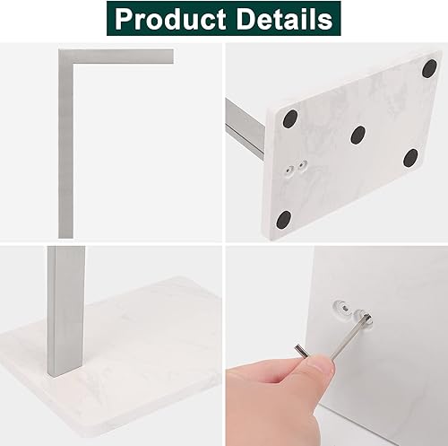 Miniatura 4 de Toallero de mano, toallero de mano para baño con base de mármol, soporte de acero inoxidable 304 en forma de L, toallero de mano independiente para