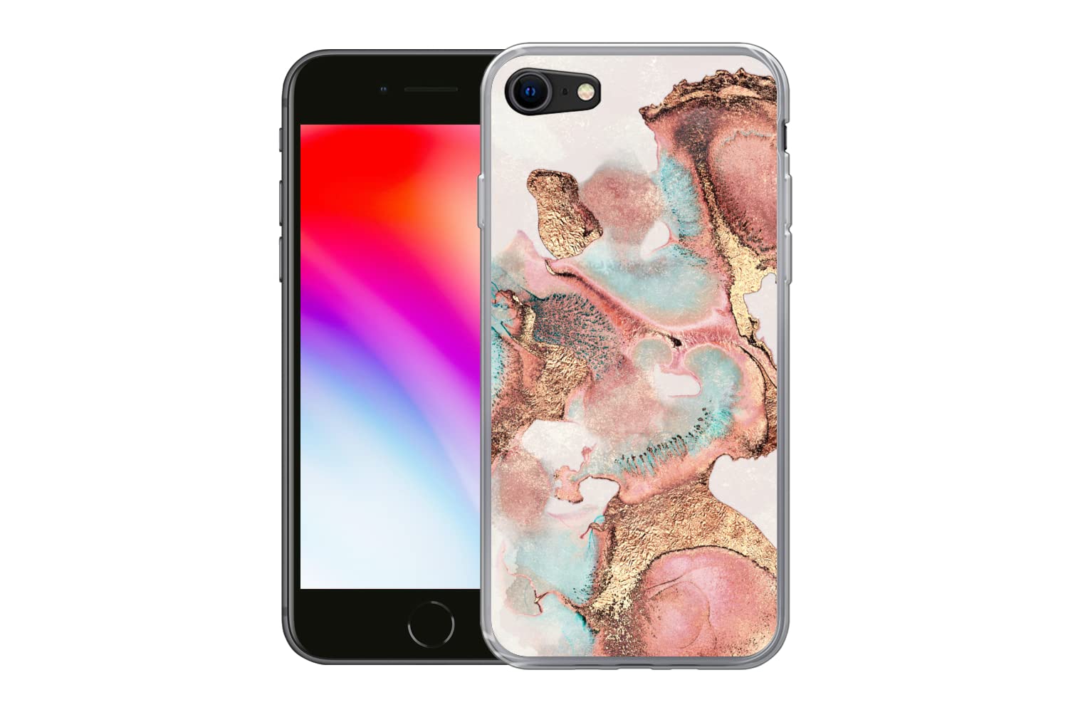 MuchoWow Funda para iPhone 8 - Tinta - Pastel - Abstracto - Funda de Silicona/Funda Blanda para teléfono móvil