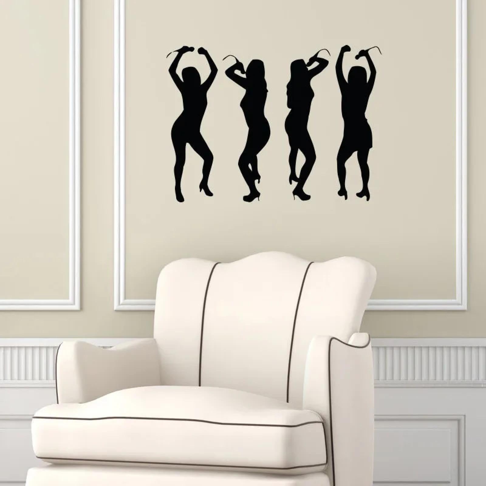 Zealplant Girls Black /Singer Microphone Vinyl Wall Sticker Art Mural Removable Wall Sticker Wallpaper
